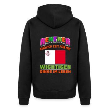 Rentner Rente Rentenbeginn Malta - Unisex Premium Bio Zip Hoodie - Schwarz - Hinten - Nico (187cm)