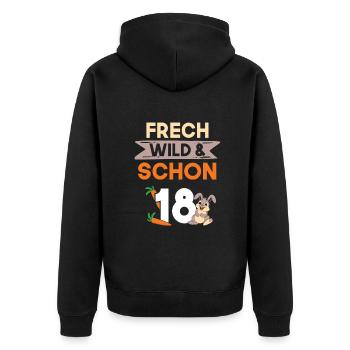 18 Jahre Geburtstag Hase Kaninchen - Unisex Premium Bio Zip Hoodie - Schwarz - Hinten - Nico (187cm)