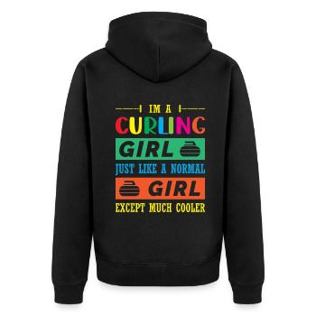 Im a curling girl - Unisex Premium Organic Zip Hoodie - black - Back - Nico (187cm)