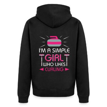 I'm a simple girl who likes Curling - Unisex Premium Bio Zip Hoodie - Schwarz - Hinten - Nico (187cm)