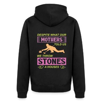 Despite what our mothers told us - Unisex Premium Organic Zip Hoodie - black - Back - Nico (187cm)