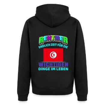 Rentner Rente Rentenbeginn Tunesien - Unisex Premium Bio Zip Hoodie - Schwarz - Hinten - Nico (187cm)