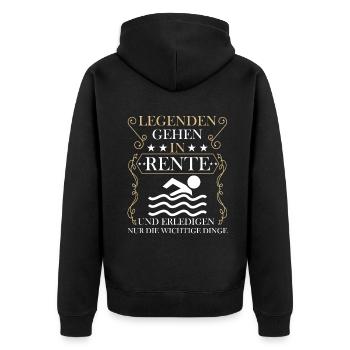 Rentner Rente Rentenbeginn Schwimmen Schwimmer - Unisex Premium Bio Zip Hoodie - Schwarz - Hinten - Nico (187cm)