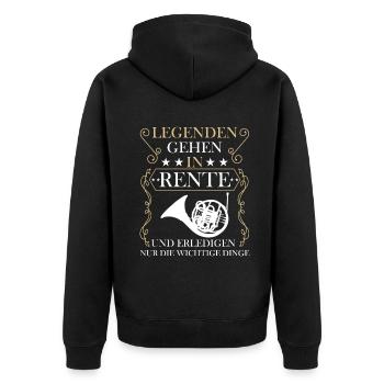 Rentner Rente Rentenbeginn Waldhorn - Unisex Premium Bio Zip Hoodie - Schwarz - Hinten - Nico (187cm)
