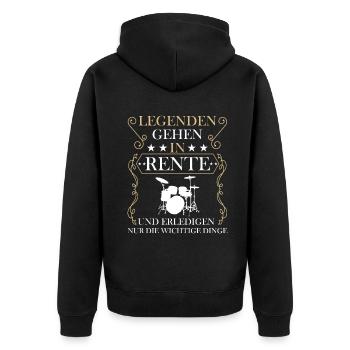 Rentner Rente Rentenbeginn Schlagzeug - Unisex Premium Bio Zip Hoodie - Schwarz - Hinten - Nico (187cm)