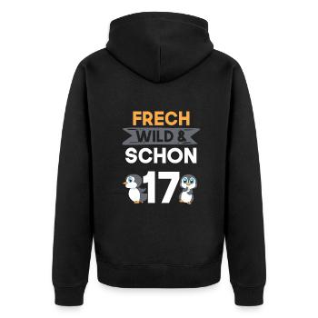 17 Jahre Geburtstag Pinguin - Unisex Premium Bio Zip Hoodie - Schwarz - Hinten - Nico (187cm)