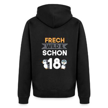 18 Jahre Geburtstag Pinguin - Unisex Premium Bio Zip Hoodie - Schwarz - Hinten - Nico (187cm)