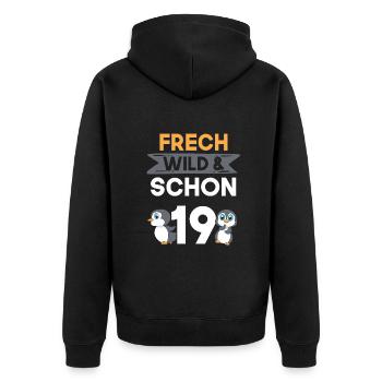 19 Jahre Geburtstag Pinguin - Unisex Premium Bio Zip Hoodie - Schwarz - Hinten - Nico (187cm)