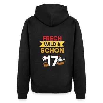17 Jahre Geburtstag Pirat - Unisex Premium Bio Zip Hoodie - Schwarz - Hinten - Nico (187cm)