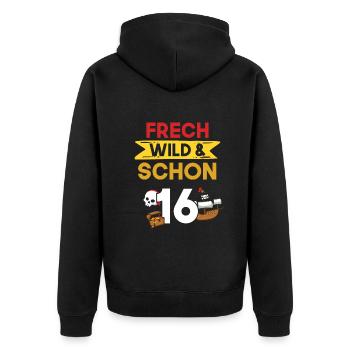 16 Jahre Geburtstag Pirat - Unisex Premium Bio Zip Hoodie - Schwarz - Hinten - Nico (187cm)