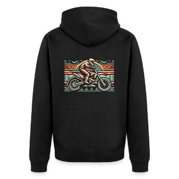 Retro Motocross Gift - Vintage Dirt Bike - Unisex Premium Organic Zip Hoodie - black - Back - Nico (187cm)