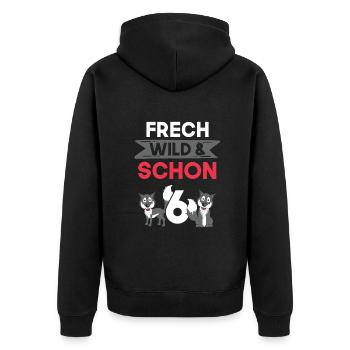 6 Jahre Geburtstag Junge Mädchen Wolf - Unisex Premium Bio Zip Hoodie - Schwarz - Hinten - Nico (187cm)