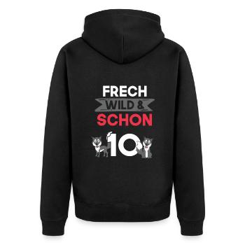 10 Jahre Geburtstag Junge Mädchen Wolf - Unisex Premium Bio Zip Hoodie - Schwarz - Hinten - Nico (187cm)