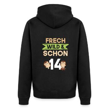 14 Jahre Geburtstag Junge Mädchen Igel - Unisex Premium Bio Zip Hoodie - Schwarz - Hinten - Nico (187cm)