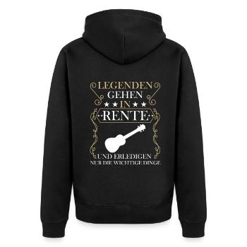 Rentner Rente Rentenbeginn Ukulele - Unisex Premium Bio Zip Hoodie - Schwarz - Hinten - Nico (187cm)