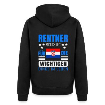 Rentner Rente Rentenbeginn Kroatien - Unisex Premium Bio Zip Hoodie - Schwarz - Hinten - Nico (187cm)