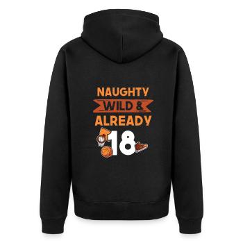 18 Jahre Geburtstag Basketball - Unisex Premium Bio Zip Hoodie - Schwarz - Hinten - Nico (187cm)