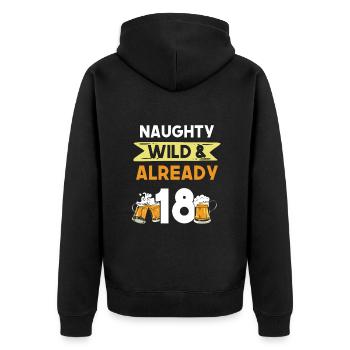 18 Jahre Geburtstag Bier Biertrinker - Unisex Premium Bio Zip Hoodie - Schwarz - Hinten - Nico (187cm)
