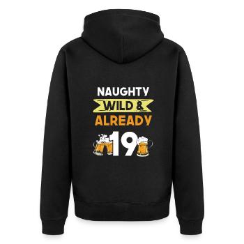 19 Jahre Geburtstag Bier Biertrinker - Unisex Premium Bio Zip Hoodie - Schwarz - Hinten - Nico (187cm)