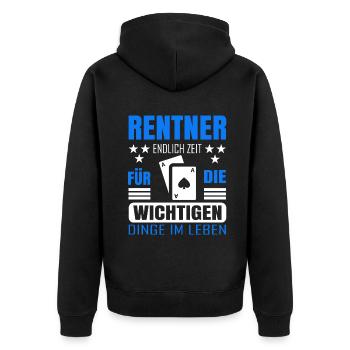 Rentner Rente Rentenbeginn Skat Doppelkopf Karten - Unisex Premium Bio Zip Hoodie - Schwarz - Hinten - Nico (187cm)