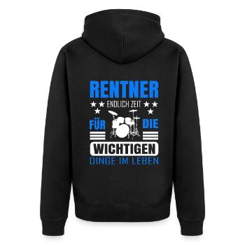 Rentner Rente Rentenbeginn Schlagzeug - Unisex Premium Bio Zip Hoodie - Schwarz - Hinten - Nico (187cm)