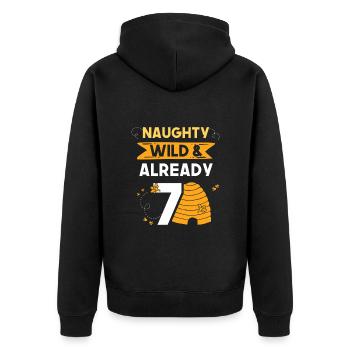7 Jahre Geburtstag Junge Mädchen Imker Biene - Unisex Premium Bio Zip Hoodie - Schwarz - Hinten - Nico (187cm)