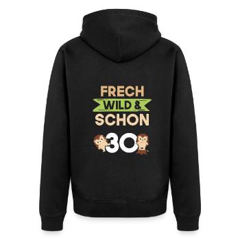 Geschenk 30 Jahre Geburtstag Igel - Unisex Premium Bio Zip Hoodie - Schwarz - Hinten - Nico (187cm)