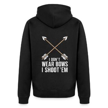 I Don't Wear Bows I Shoot Them Bogenschütze - Unisex Premium Bio Zip Hoodie - Schwarz - Hinten - Nico (187cm)