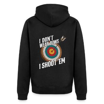 I Don't Wear Bows I Shoot Them Bogenschütze - Unisex Premium Bio Zip Hoodie - Schwarz - Hinten - Nico (187cm)