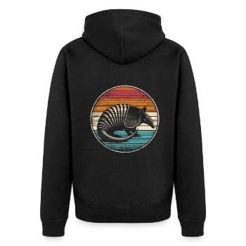 Armadillo Gürteltier - Unisex Premium Bio Zip Hoodie - Schwarz - Hinten - Nico (187cm)