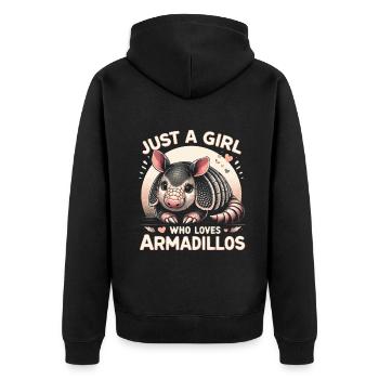 Just a girl who loves armadillos Armadillo - Unisex Premium Organic Zip Hoodie - black - Back - Nico (187cm)