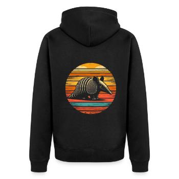 Armadillo Gürteltier - Unisex Premium Bio Zip Hoodie - Schwarz - Hinten - Nico (187cm)