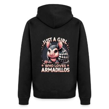 Just a girl who loves armadillos Armadillo - Unisex Premium Organic Zip Hoodie - black - Back - Nico (187cm)