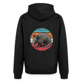 Armadillo Gürteltier - Unisex Premium Bio Zip Hoodie - Schwarz - Hinten - Nico (187cm)