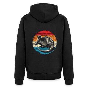 Armadillo Gürteltier - Unisex Premium Bio Zip Hoodie - Schwarz - Hinten - Nico (187cm)