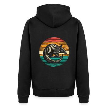 Armadillo Gürteltier - Unisex Premium Bio Zip Hoodie - Schwarz - Hinten - Nico (187cm)