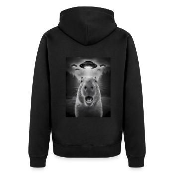 Capybara Selfie OVNI Extraterrestres Drôles D’animaux Photos - Veste à capuche bio Premium Unisexe - noir - Dos - Nico (187cm)
