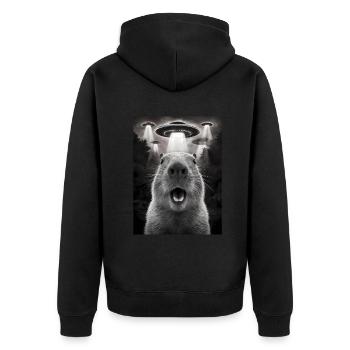 Capybara Selfie OVNI Extraterrestres Drôles D’animaux Photos - Veste à capuche bio Premium Unisexe - noir - Dos - Nico (187cm)