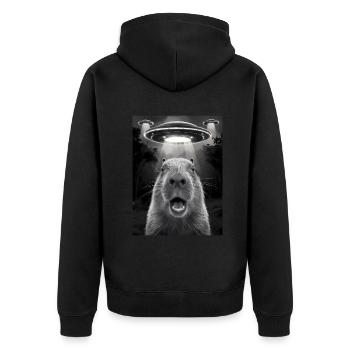 Capybara Selfie OVNI Extraterrestres Drôles D’animaux Photos - Veste à capuche bio Premium Unisexe - noir - Dos - Nico (187cm)