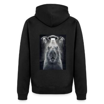 Capybara Selfie OVNI Extraterrestres Drôles D’animaux Photos - Veste à capuche bio Premium Unisexe - noir - Dos - Nico (187cm)