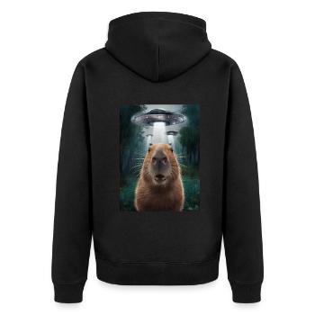 Capybara Selfie OVNI Extraterrestres Drôles D’animaux Photos - Veste à capuche bio Premium Unisexe - noir - Dos - Nico (187cm)