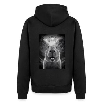 Capybara Selfie OVNI Extraterrestres Drôles D’animaux Photos - Veste à capuche bio Premium Unisexe - noir - Dos - Nico (187cm)