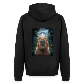 Capybara Selfie OVNI Extraterrestres Drôles D’animaux Photos - Veste à capuche bio Premium Unisexe - noir - Dos - Nico (187cm)