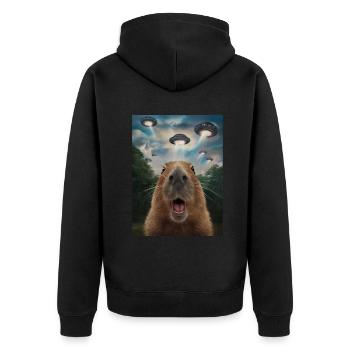 Capybara Selfie OVNI Drôle d’animaux Photos - Veste à capuche bio Premium Unisexe - noir - Dos - Nico (187cm)