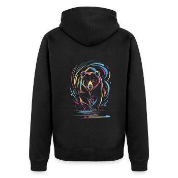 Bear Abstract Art - Unisex Premium Organic Zip Hoodie - black - Back - Nico (187cm)