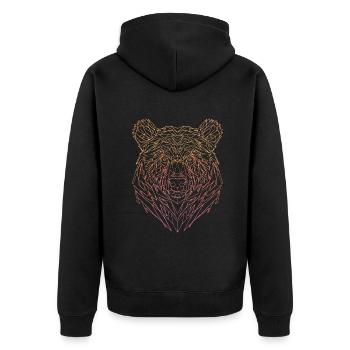 Bear Line Art - Unisex Premium Organic Zip Hoodie - black - Back - Nico (187cm)