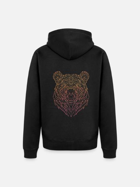 Bear Line Art - Unisex Premium Organic Zip Hoodie - black