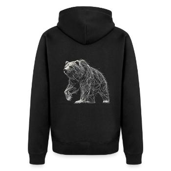 Bär - Unisex Premium Bio Zip Hoodie - Schwarz - Hinten - Nico (187cm)