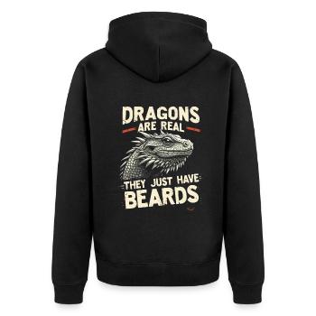 Bearded Dragon Bartagame - Unisex Premium Organic Zip Hoodie - black - Back - Nico (187cm)