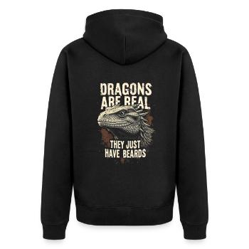 Bearded Dragon Bartagame - Unisex Premium Organic Zip Hoodie - black - Back - Nico (187cm)